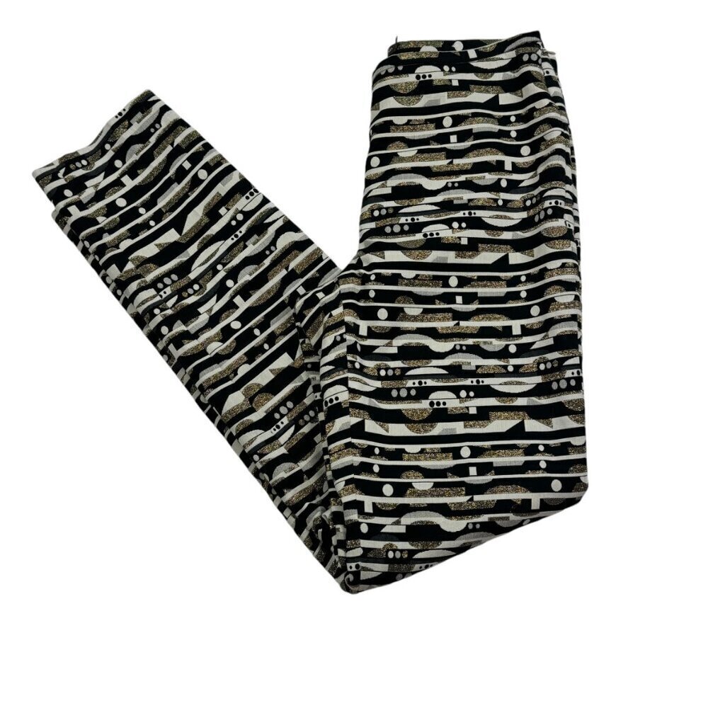 J. McLaughlin Sydney Metallic Slim Fit Jacquard Geo Print Pants Women's Size 6